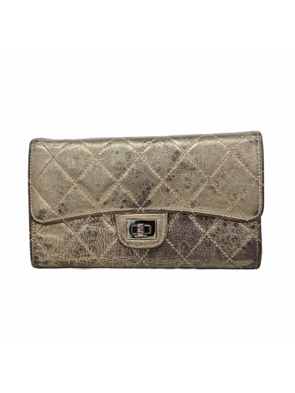 Chanel Wallet 2.55 Calfskin Gold Silver Handbag